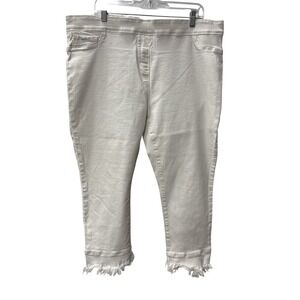 Coco + Carmen White Stretch Cropped Jeans Frayed‎ Hem XXL
